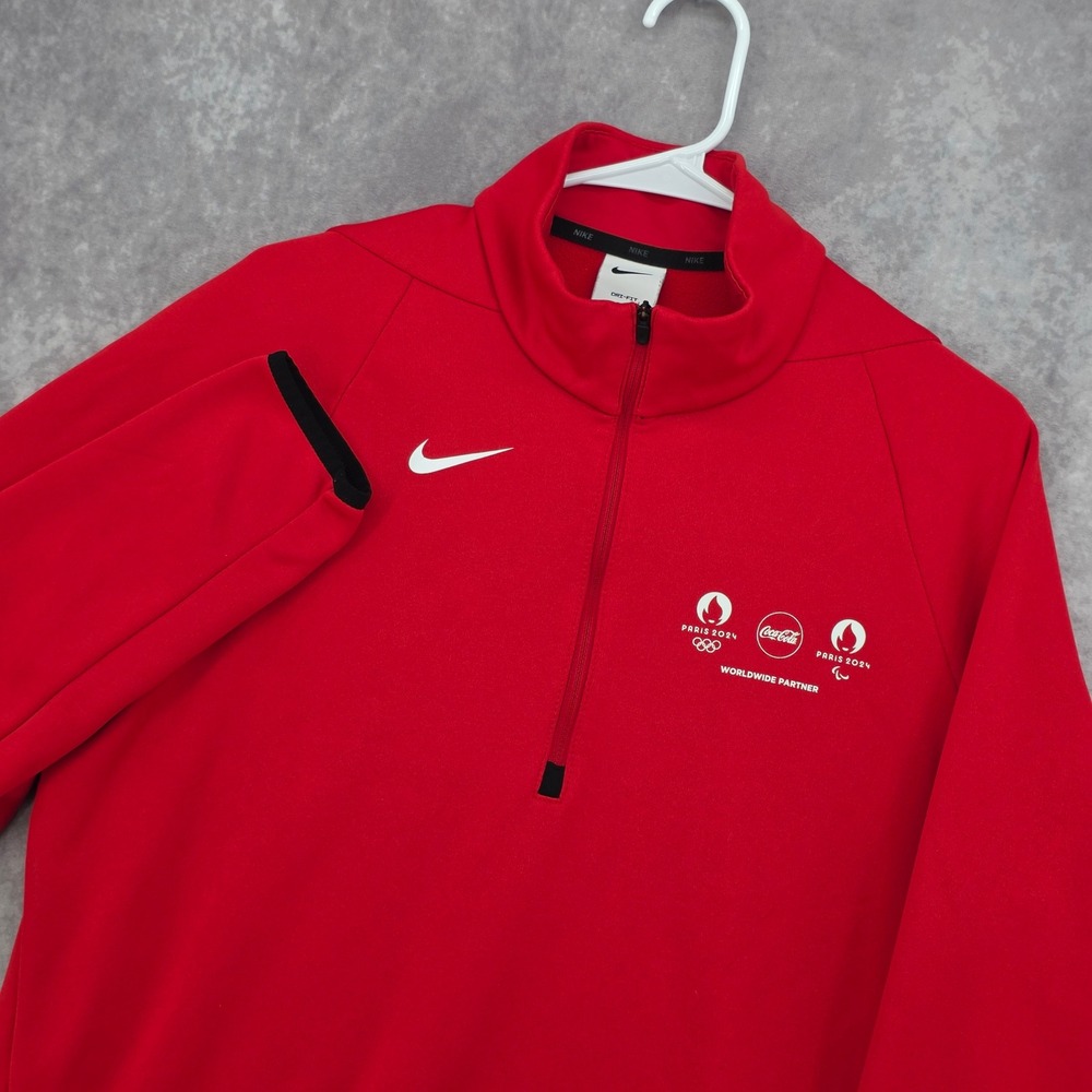 Nike Paris 2024 Olympics Coca-Cola Quarter Zip Mens Medium Dri-FIT Pullover Red